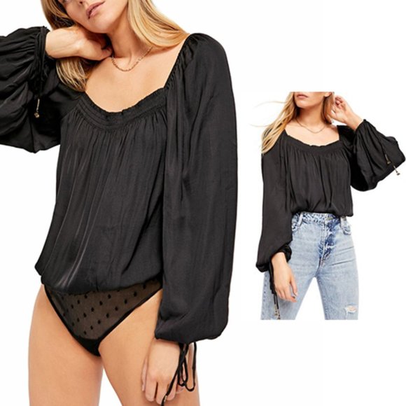 Free People Tops - Free People Another Round Black Bodysuit Women's S